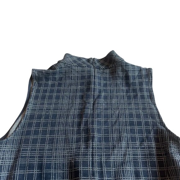 Theory Mock Neck Tunic Structured Knit Top Shirt Blouse Windowpane Size Large - Picture 8 of 11